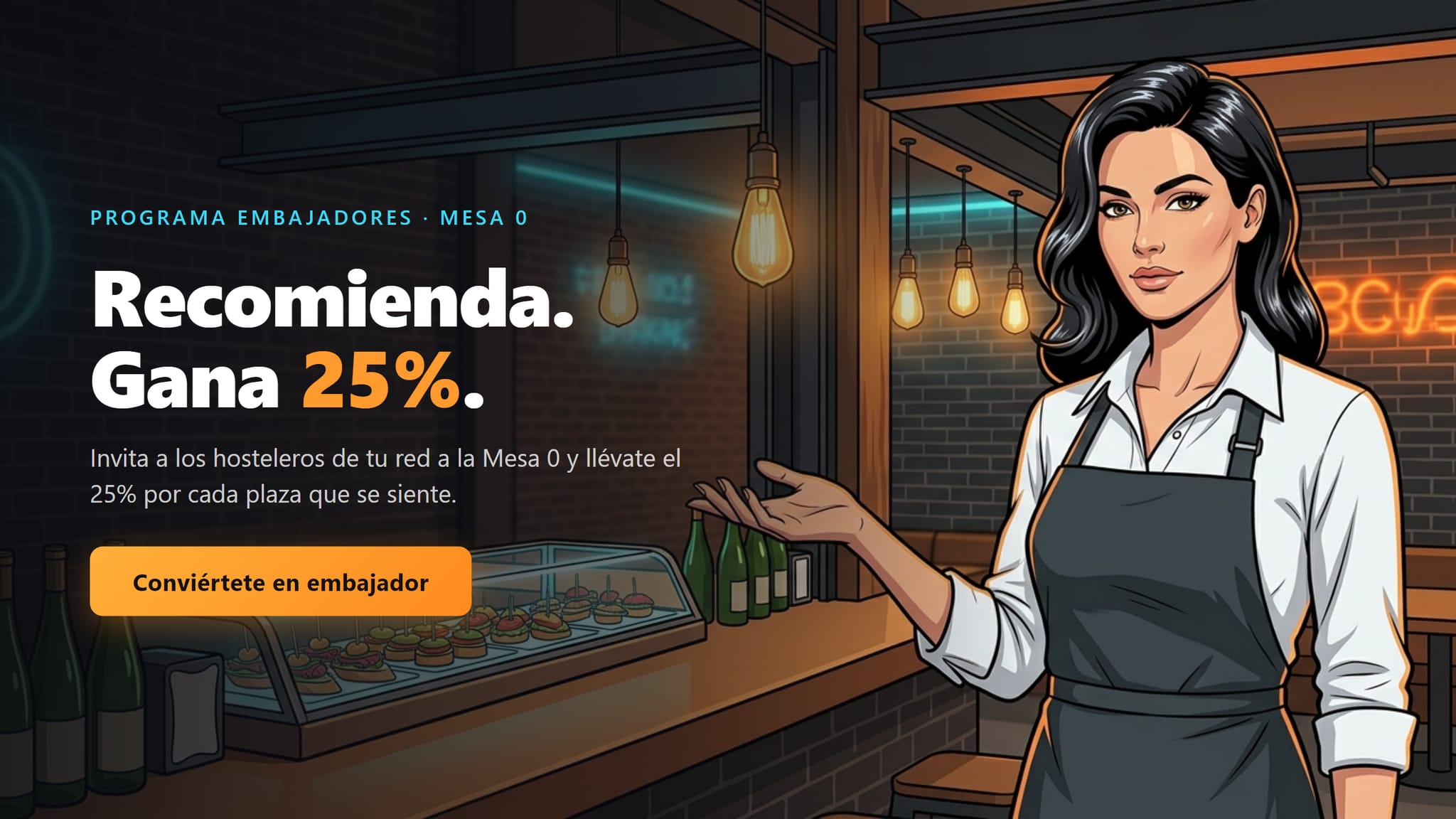 Programa Embajadores Mesa 0 — Recomienda y gana 25%